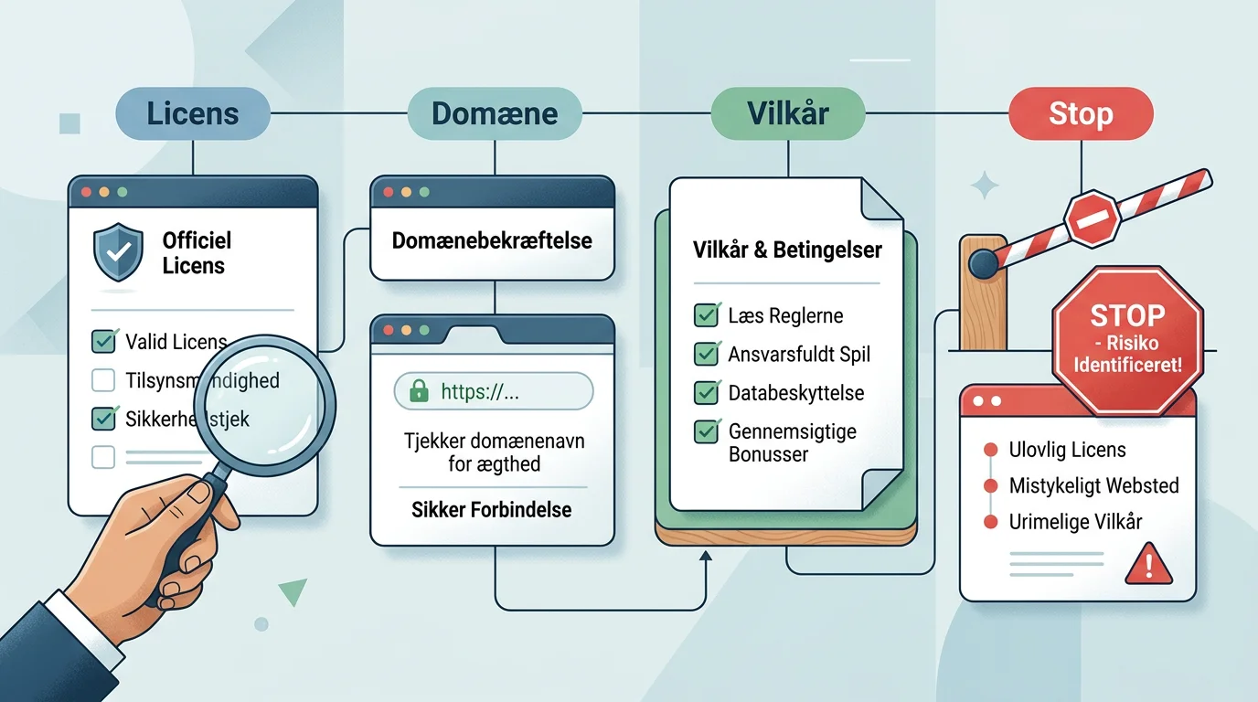 Tjekliste med officielle kontroller før deling af penge eller persondata